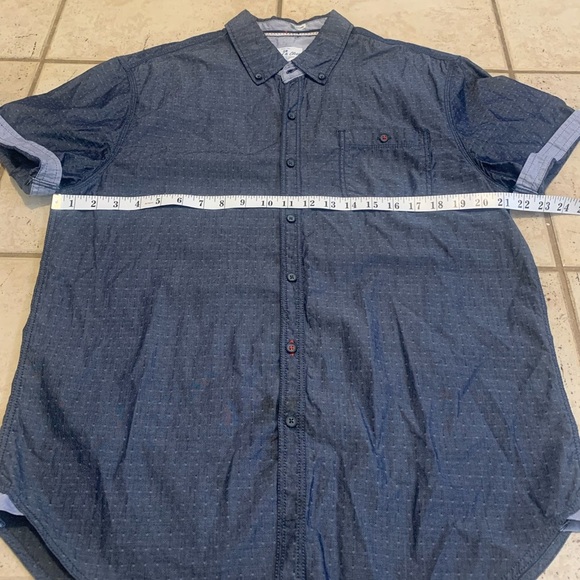 Men's Thread & Cloth Dark Blue Micro-Dot Button-Up Short Sleeve Shirt - Size L/G - Picture 3 of 7
